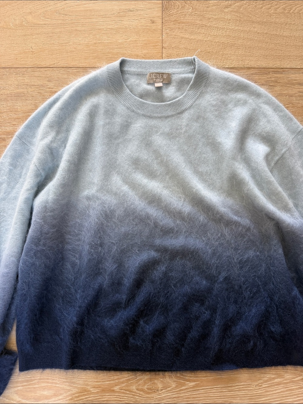 J. Crew Ombre Crewneck mohair Sweater in Light Blue and Navy